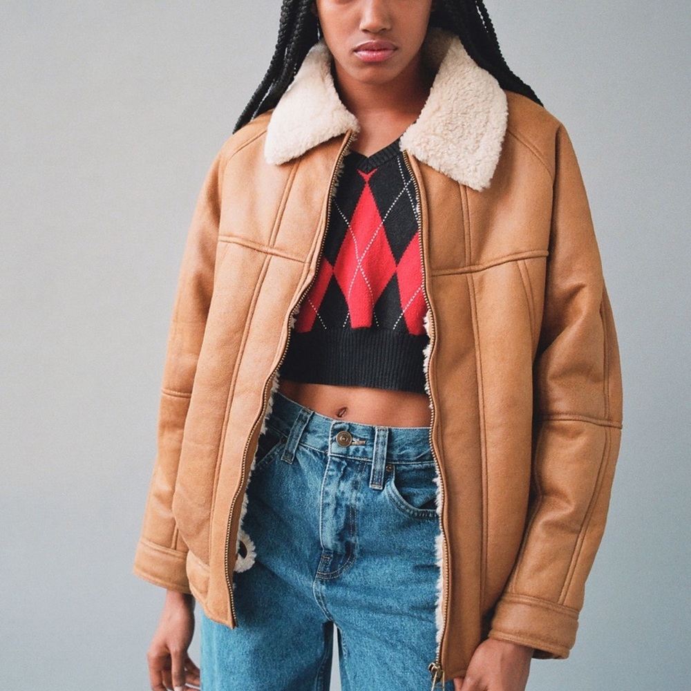 Urban outfitters Sherpa lined brown heavy coat winter